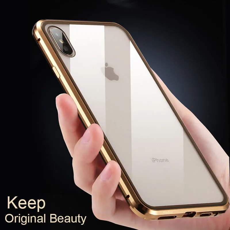 Front   Back Tempered Glass 360 Full Magnetic Case for iPhone X XS MAX XR