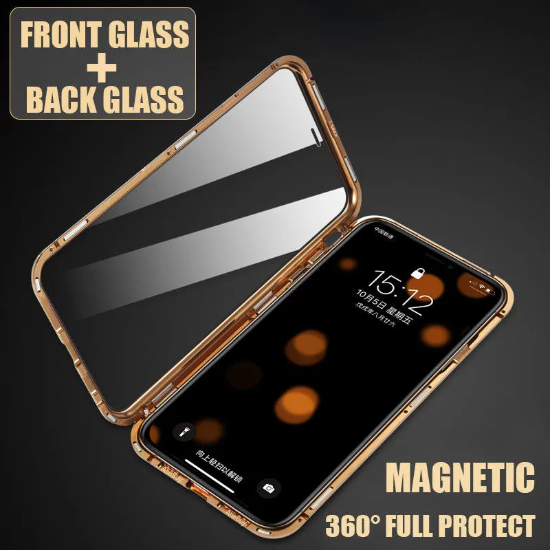 Front   Back Tempered Glass 360 Full Magnetic Case for iPhone X XS MAX XR