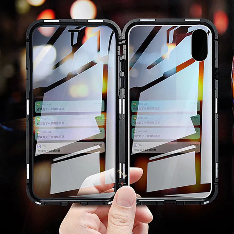Front   Back Tempered Glass 360 Full Magnetic Case for iPhone X XS MAX XR