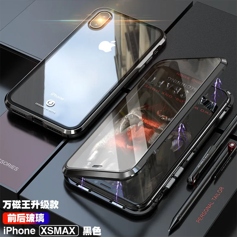 Front   Back Tempered Glass 360 Full Magnetic Case for iPhone X XS MAX XR