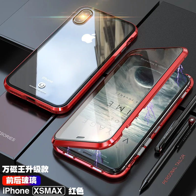 Front   Back Tempered Glass 360 Full Magnetic Case for iPhone X XS MAX XR