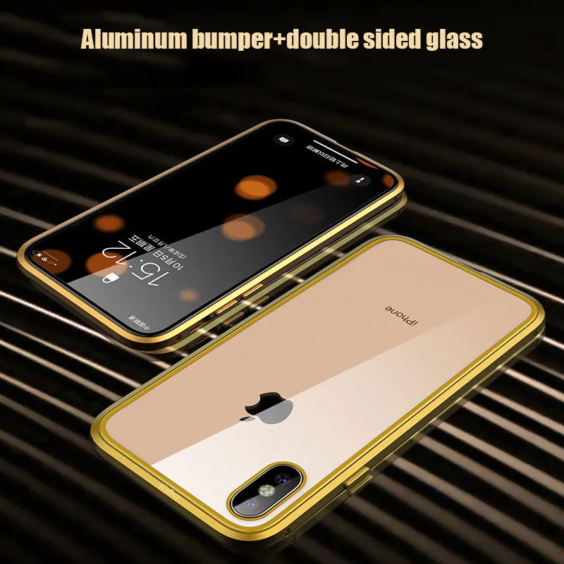 Front   Back Tempered Glass 360 Full Magnetic Case for iPhone X XS MAX XR