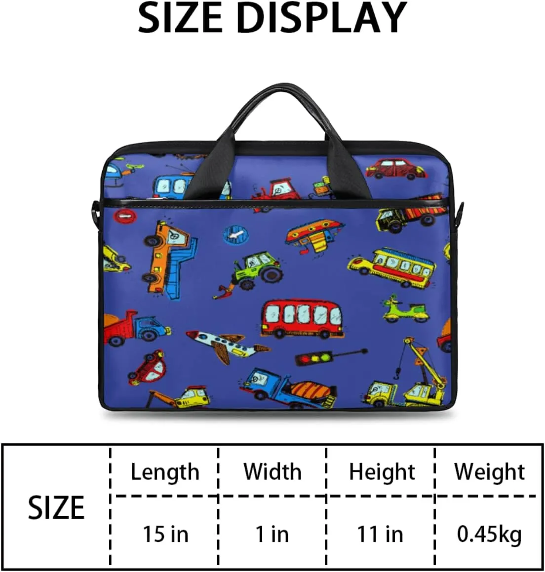 Fun Letters Doodles Laptop Shoulder Messenger Bag Waterproof Laptop Briefcase with Handle and Padded Strap Case Sleeve