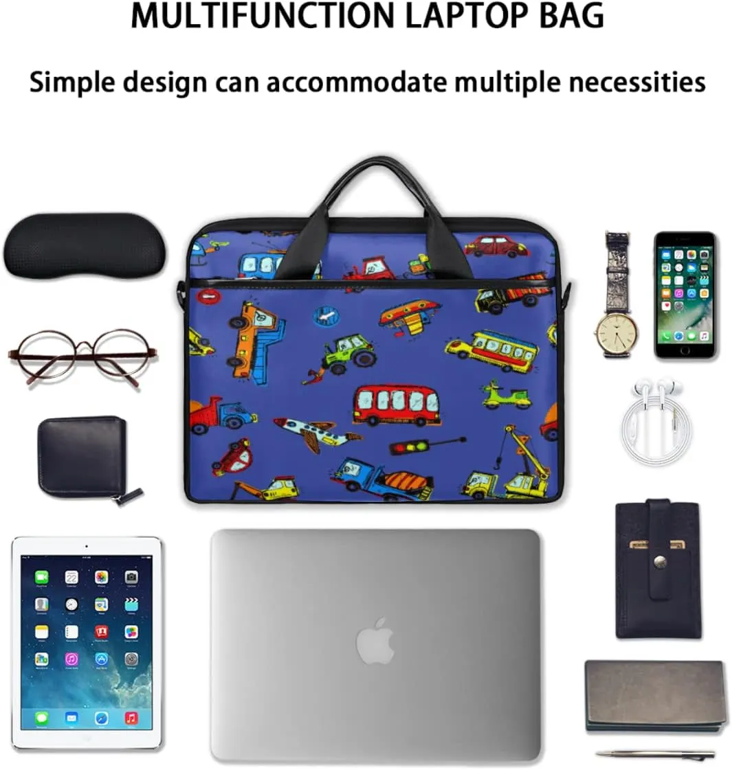 Fun Letters Doodles Laptop Shoulder Messenger Bag Waterproof Laptop Briefcase with Handle and Padded Strap Case Sleeve
