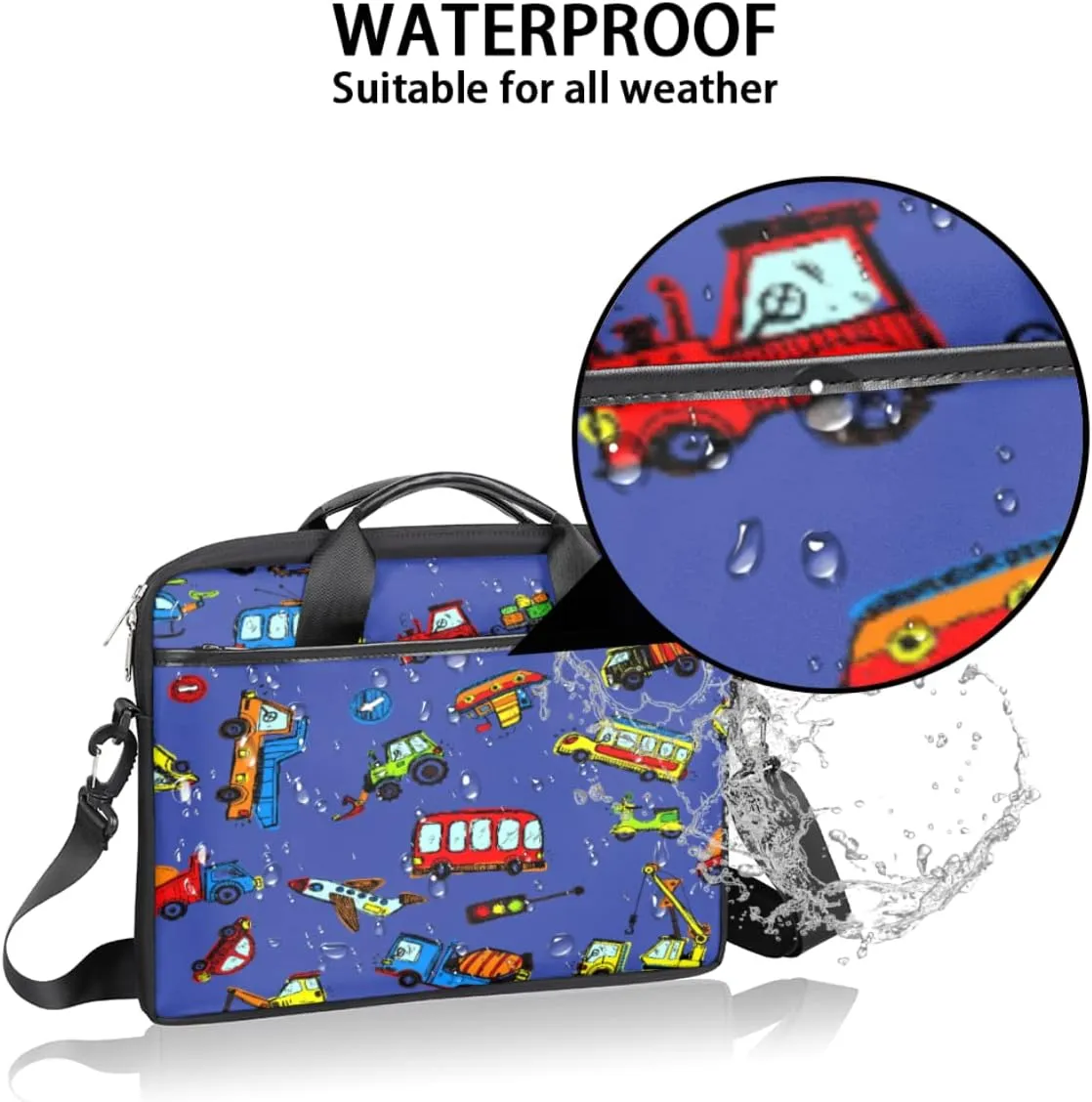 Fun Letters Doodles Laptop Shoulder Messenger Bag Waterproof Laptop Briefcase with Handle and Padded Strap Case Sleeve