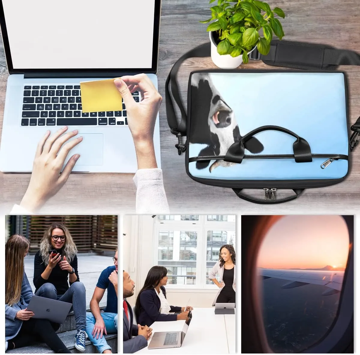 Fun Letters Doodles Laptop Shoulder Messenger Bag Waterproof Laptop Briefcase with Handle and Padded Strap Case Sleeve