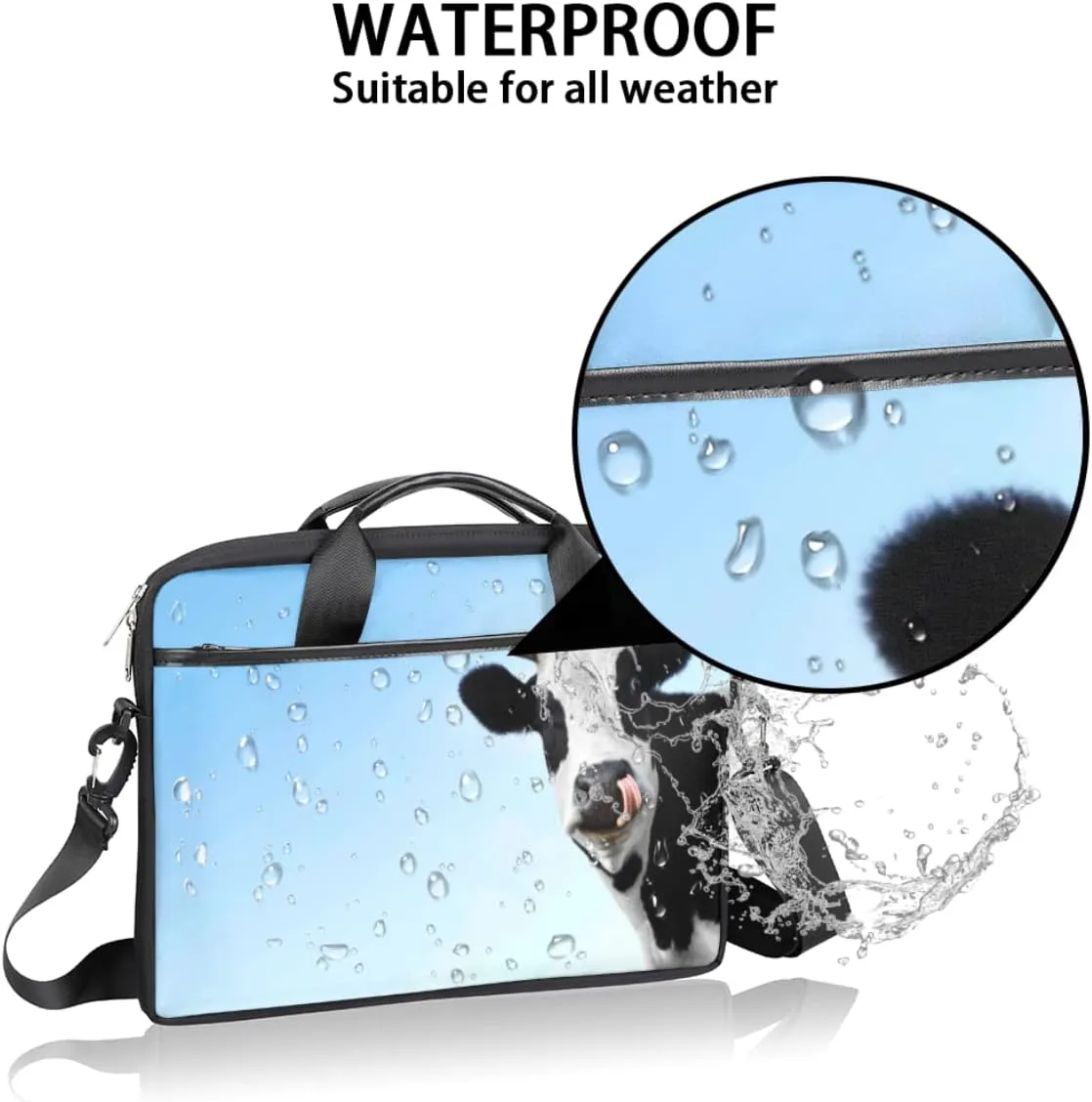 Fun Letters Doodles Laptop Shoulder Messenger Bag Waterproof Laptop Briefcase with Handle and Padded Strap Case Sleeve