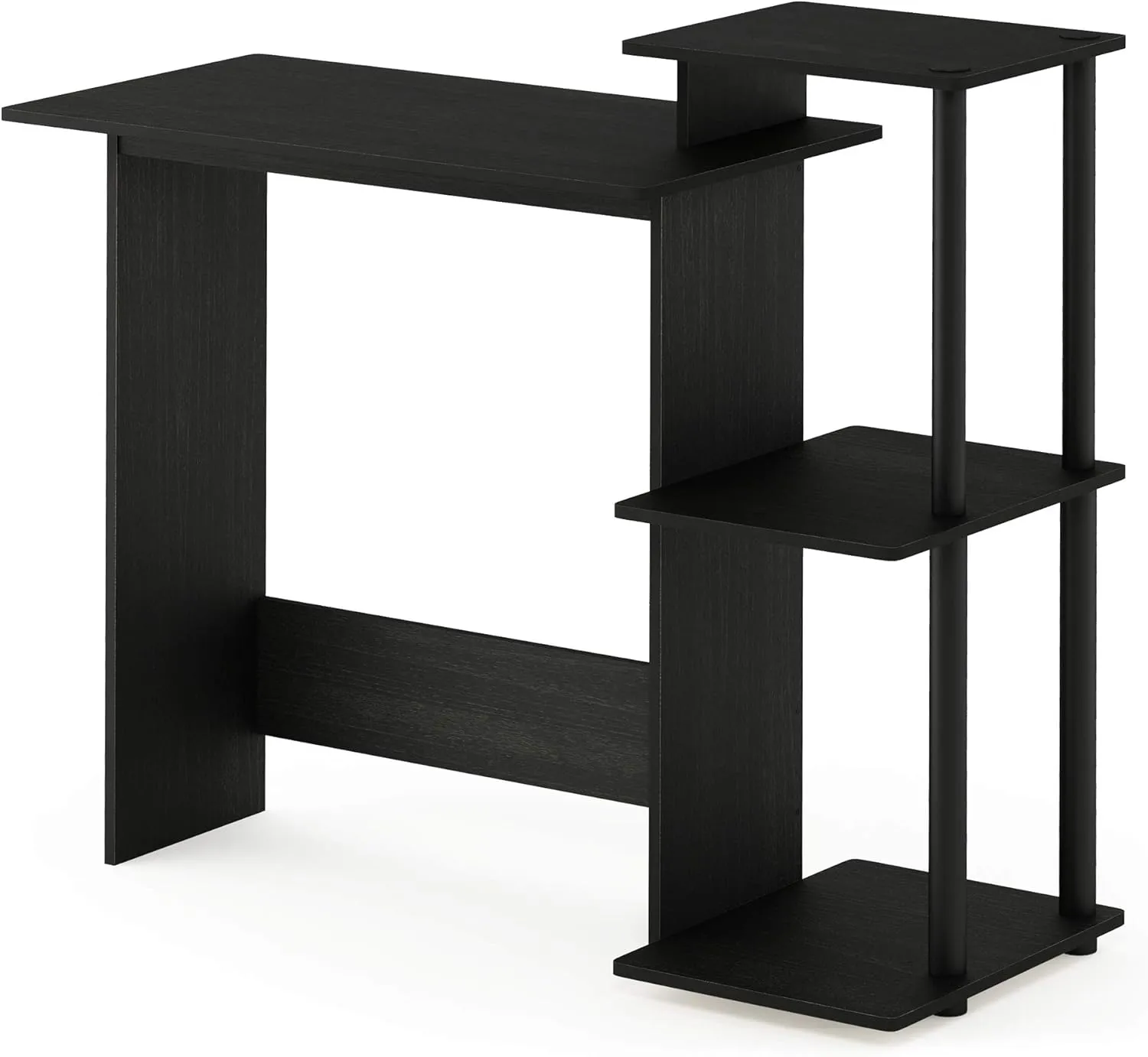 Furinno Efficient Home Laptop Notebook Computer Desk with Square Shelves, Americano/Black