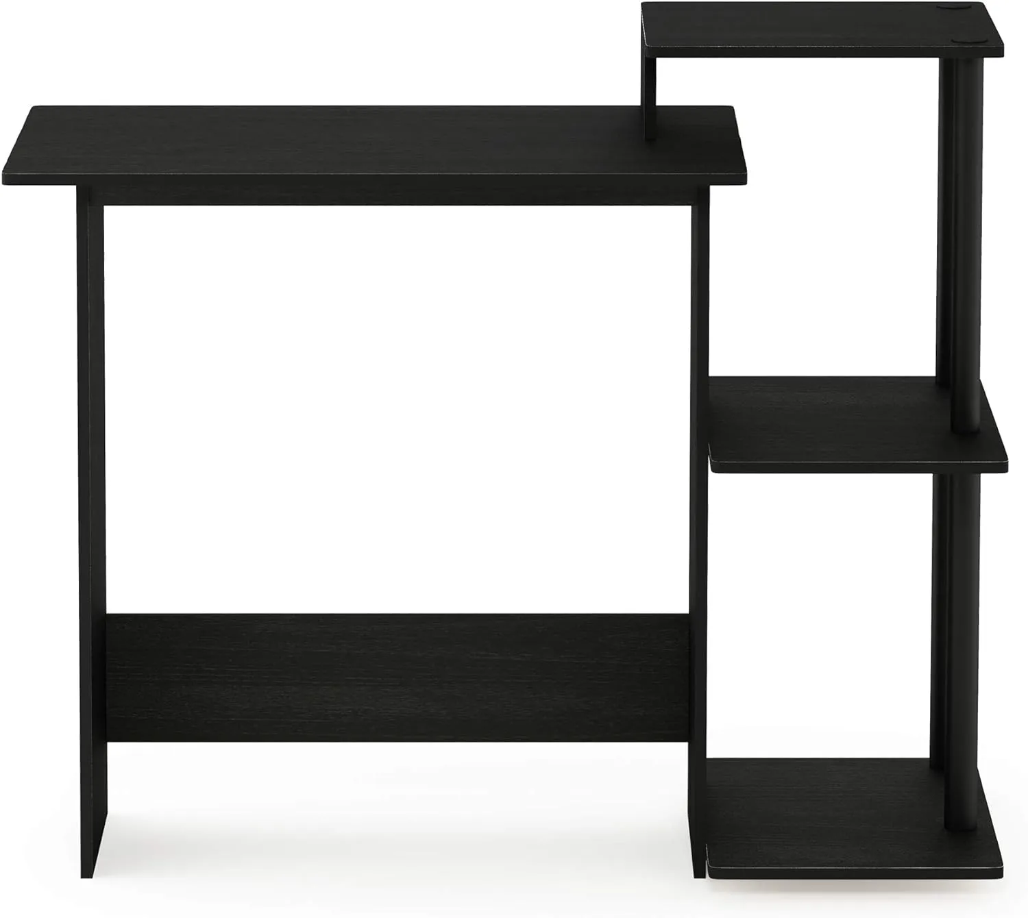 Furinno Efficient Home Laptop Notebook Computer Desk with Square Shelves, Americano/Black