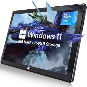 Fusion5 10.1" Windows 11 Full HD Tablet PC - FWIN232 PRO N5 Ultra Slim Tablet Computer - 8GB RAM, 256GB SSD Storage, N100 Quad-Core CPU, 10 Inch, 5G WiFi, HD Webcam, Micro HDMI, Expandable Storage