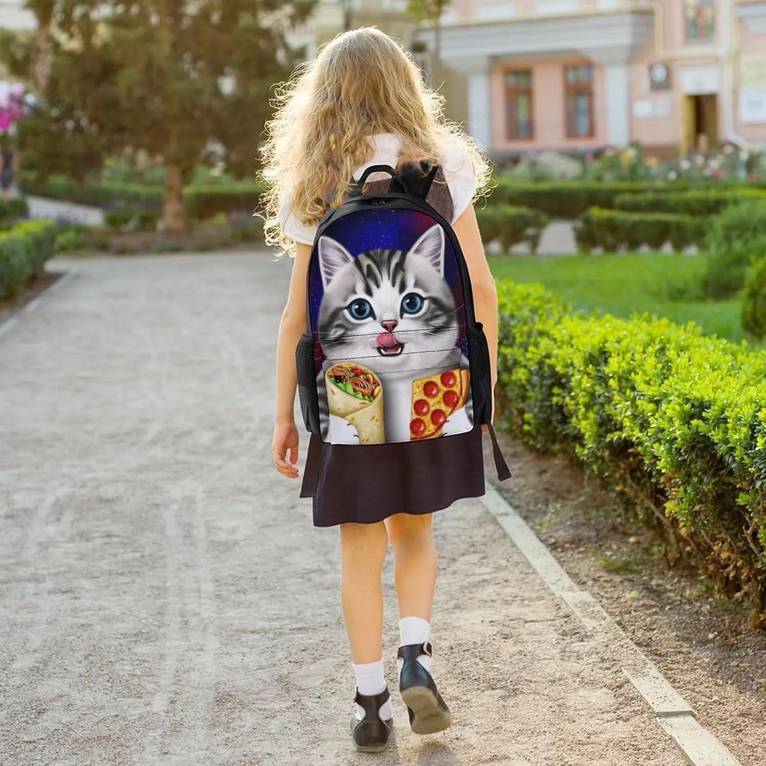 Galaxy Taco Cat Pizza Art Rucksacks Lightweight Multipurpose Anti-Theft Shoulder Bag Big Capacity Traveling & Camping Backpack With Side Pockets