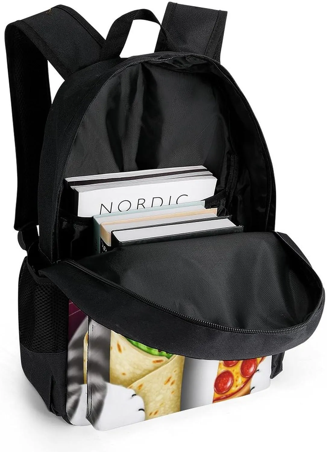 Galaxy Taco Cat Pizza Art Rucksacks Lightweight Multipurpose Anti-Theft Shoulder Bag Big Capacity Traveling & Camping Backpack With Side Pockets