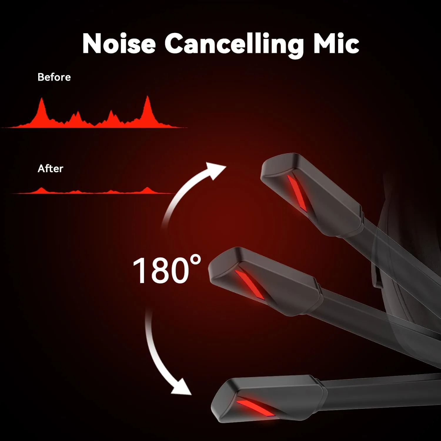 Gaming Headset for PC/PS4/PS5/Xbox One/Switch, Stereo Surround Sound Gaming Headphones with Noise Canceling Flexible Mic, Computer Headset with 3.5mm Jack & RGB Light(Red)