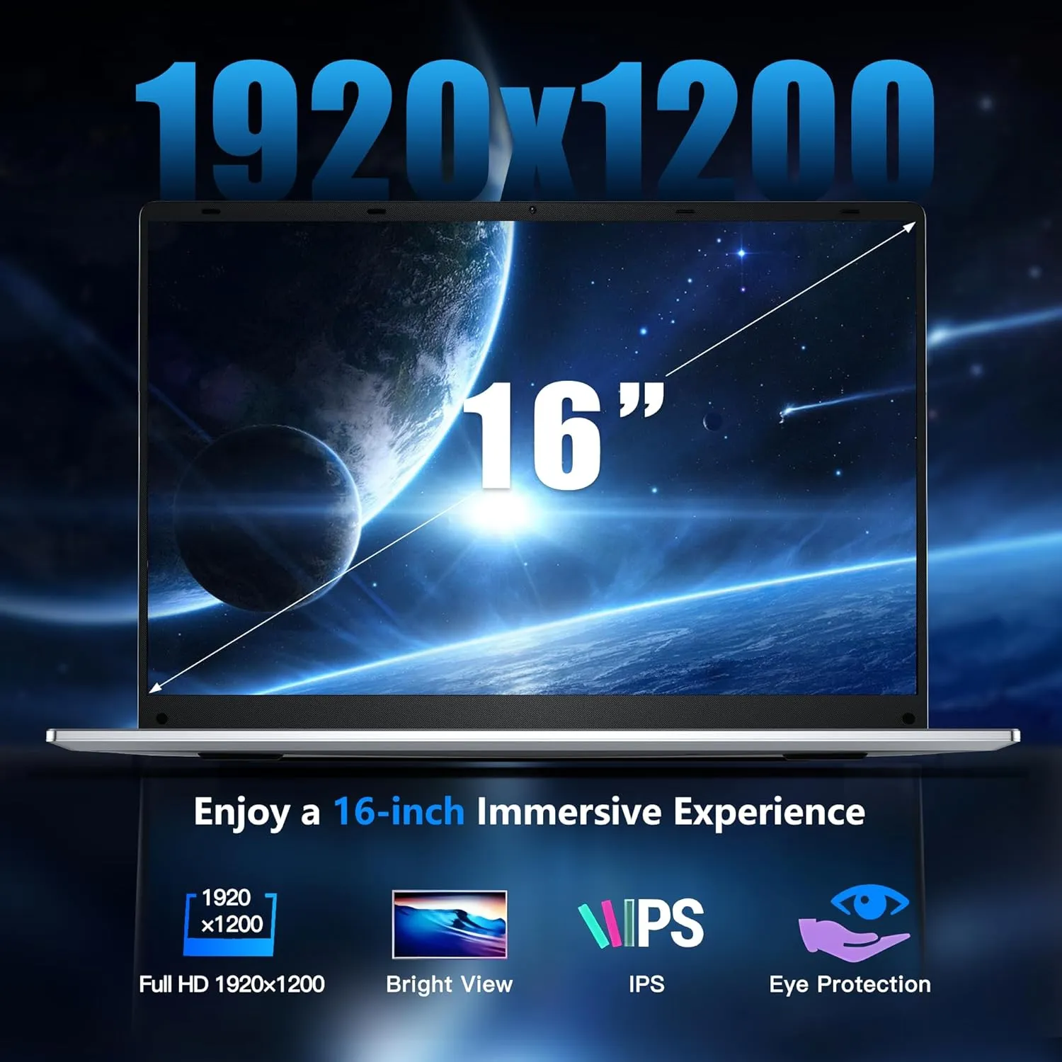 Gaming Laptop, 16 Inch FHD Display (1920 x 1200), N95 Laptop Computer (up to 3.4GHz), 16GB RAM 512GB SSD, Supports 180 Angle Opening, Bluetooth, Backlit Keyboard, Windows 11 Pro