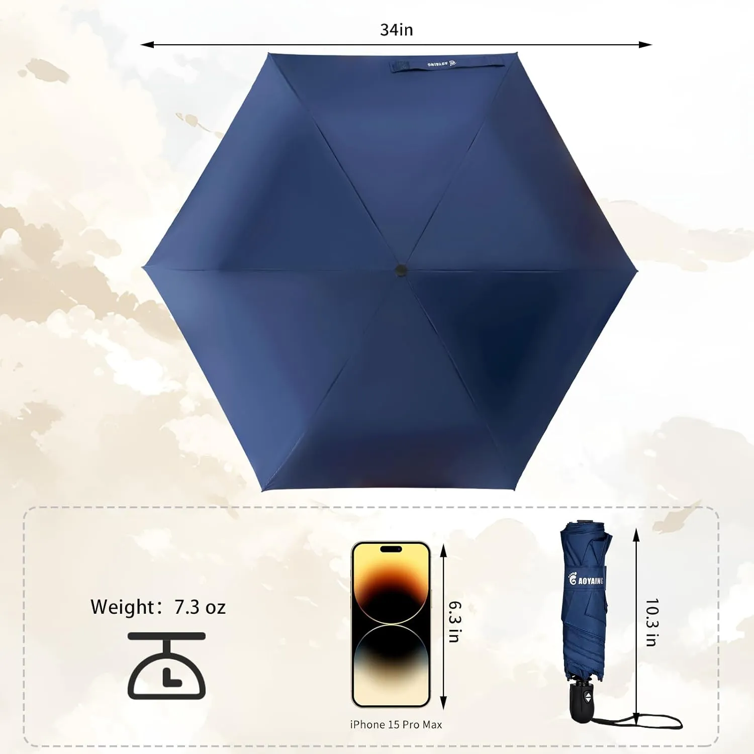 GAOYAING Compact Automatic Travel Umbrella with Case, Mini Small Folding Sun UV, Pocket Purse Umbrella