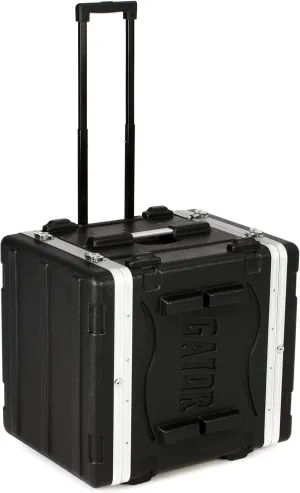 Gator Cases Lightweight Rolling 8U Rack Case with Heavy Duty Latches, Retractable Tow Handle, and Recessed Wheels, Standard 19.25" depth (GRR-8L)