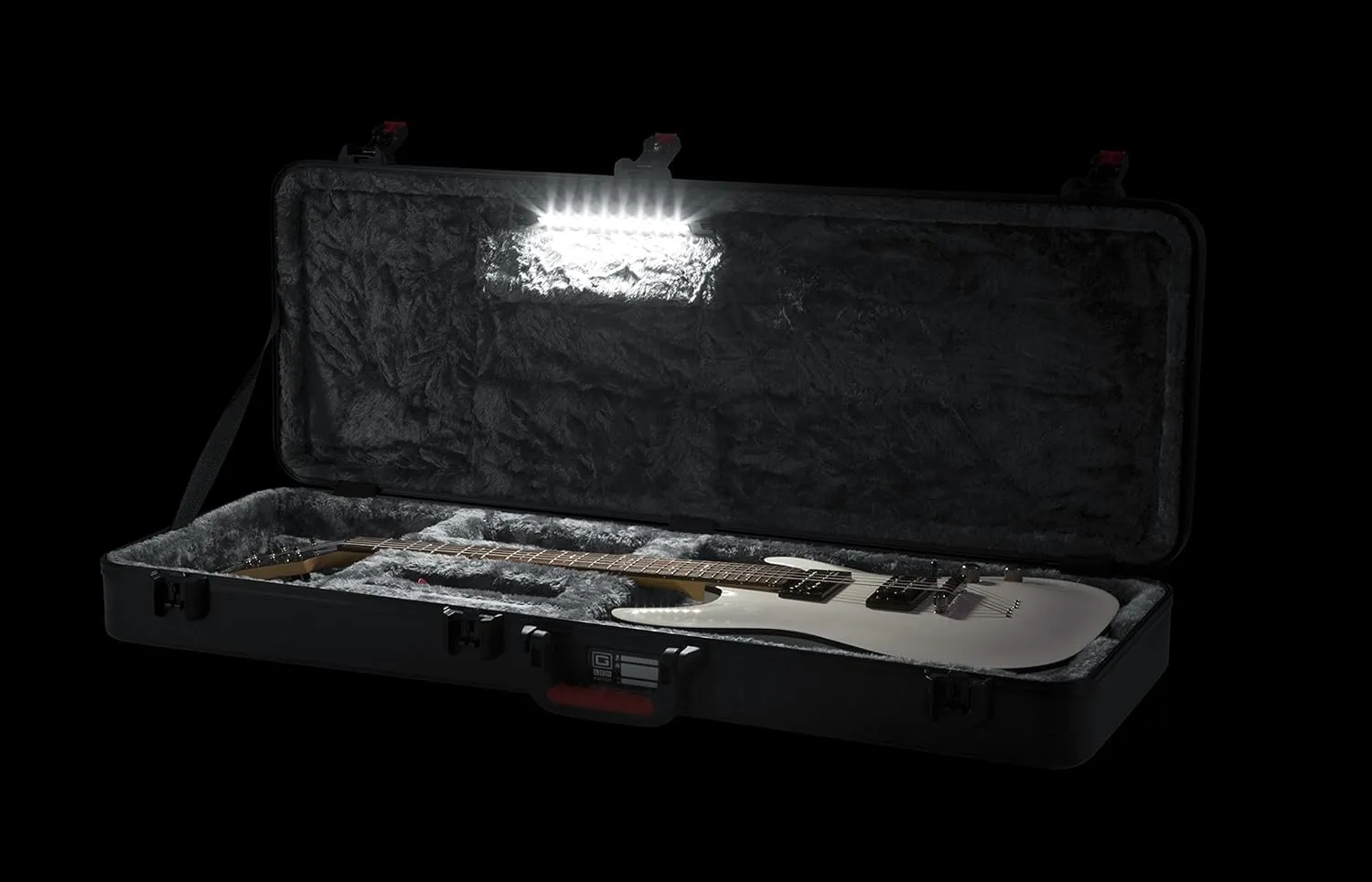 Gator Cases Molded Flight Case for Electric Guitar with Internal LED Lighting and TSA Approved Locking Latch; (GTSA-GTRELEC-LED)
