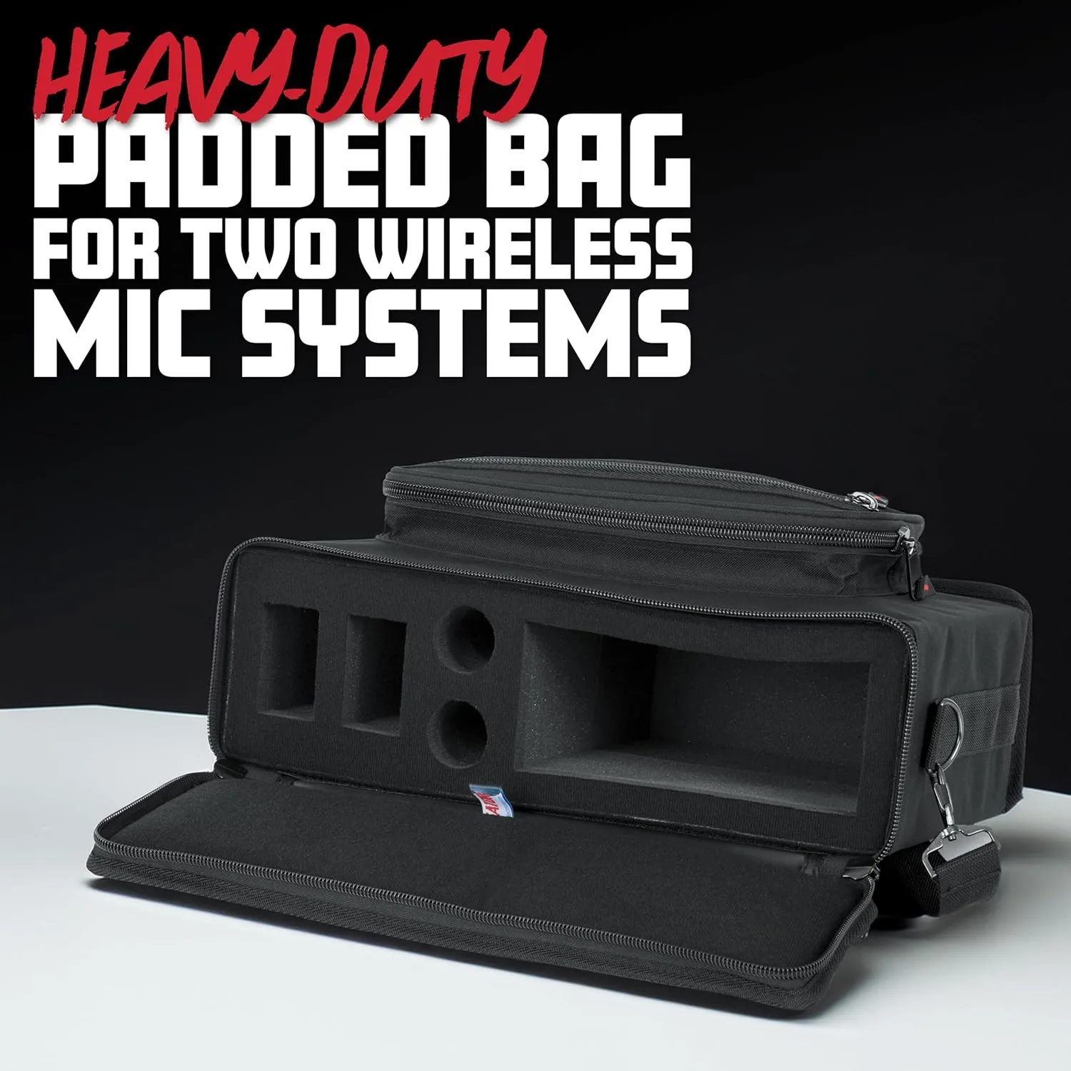 Gator Cases Padded Wireless Systems Bag with Removable Shoulder Strap, Holds One Receiver, Two Microphones and Body Packs (GM-2W)