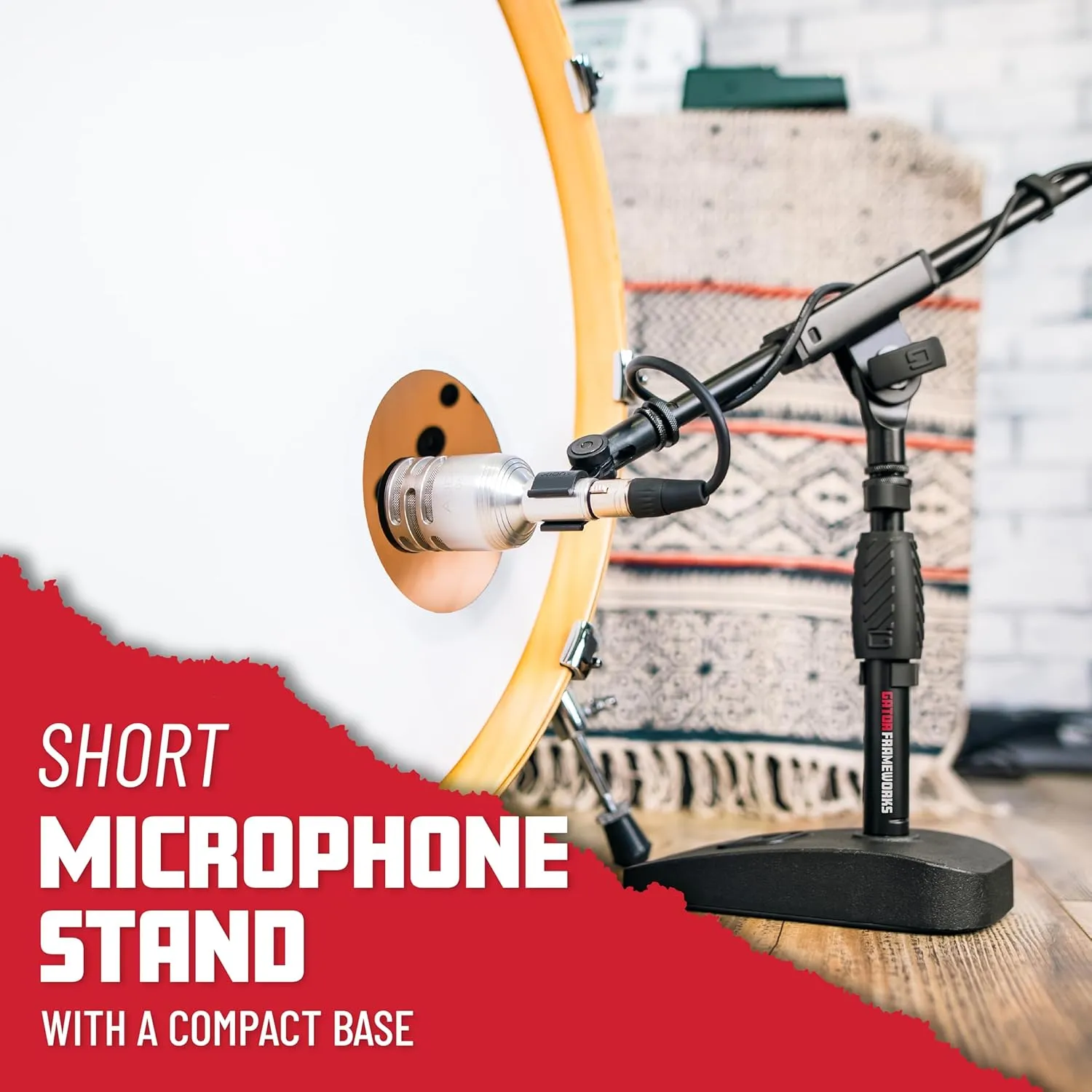 Gator Frameworks GFW-MIC-0821 Compact Base Bass Drum and Amp Mic Stand
