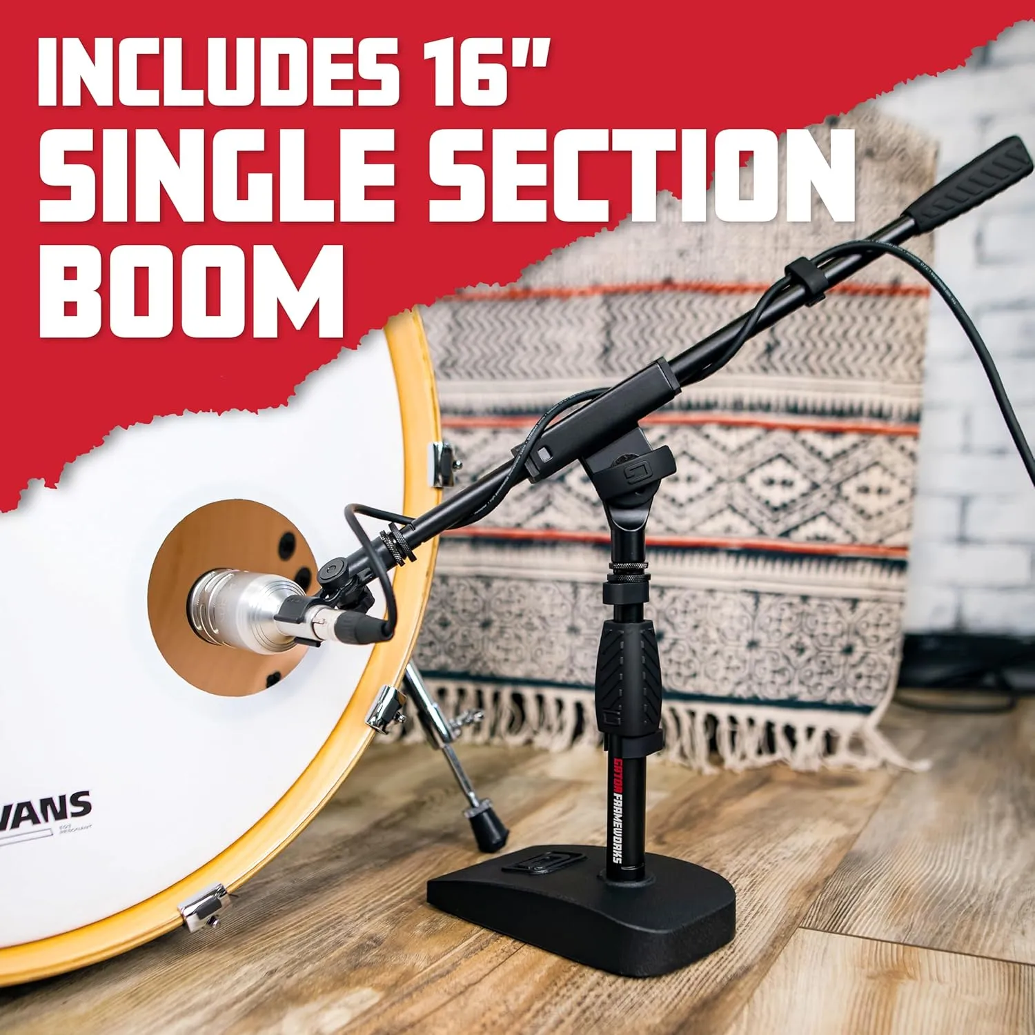 Gator Frameworks GFW-MIC-0821 Compact Base Bass Drum and Amp Mic Stand