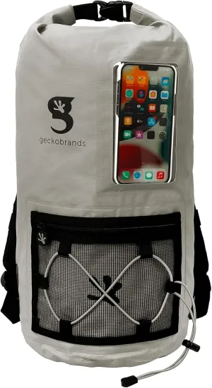 geckobrands Hydroner 20L Waterproof Dry Bag Backpack – Lightweight Roll-Top Bag with Clear Phone Pouch for Outdoor Activities