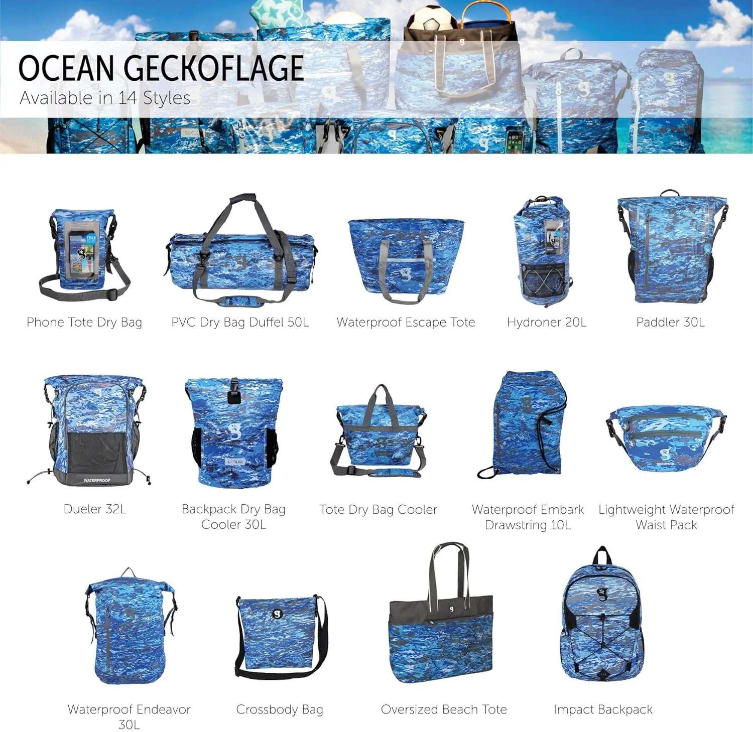 geckobrands Waterproof Phone Tote with 2L Dry Bag and Adjustable Strap – Protect Your Phone and Valuables While on The Go