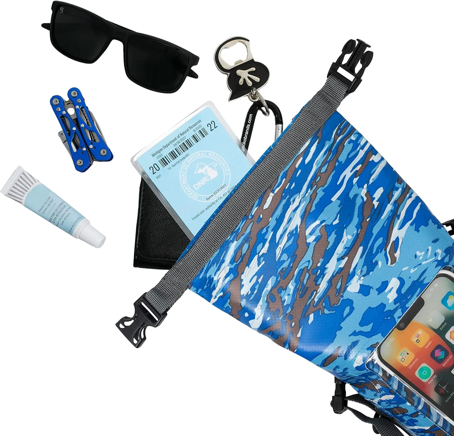 geckobrands Waterproof Phone Tote with 2L Dry Bag and Adjustable Strap – Protect Your Phone and Valuables While on The Go