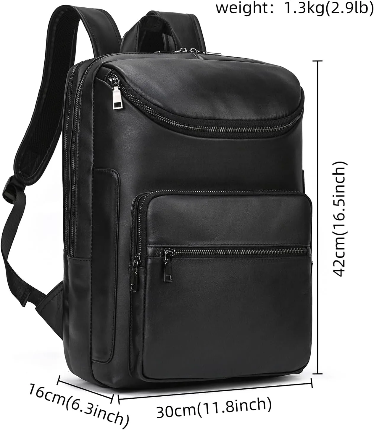 Genuine Leather Backpack Large Capacity Shoulder Bag for Men Women 15.6" Laptop Business Travel Outdoor Daypack with Trolley Sleeve