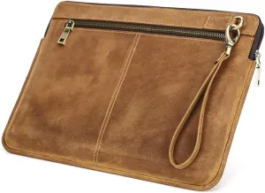 Genuine Leather Laptop Case Large Document Bag Notary Bag Slim Briefcase for Men