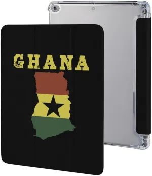 Ghana Flag Map Protective Case Compatible with Ipad 2017/2018/Air1/Air2/Air3/Pro with Pen Slot Kickstand