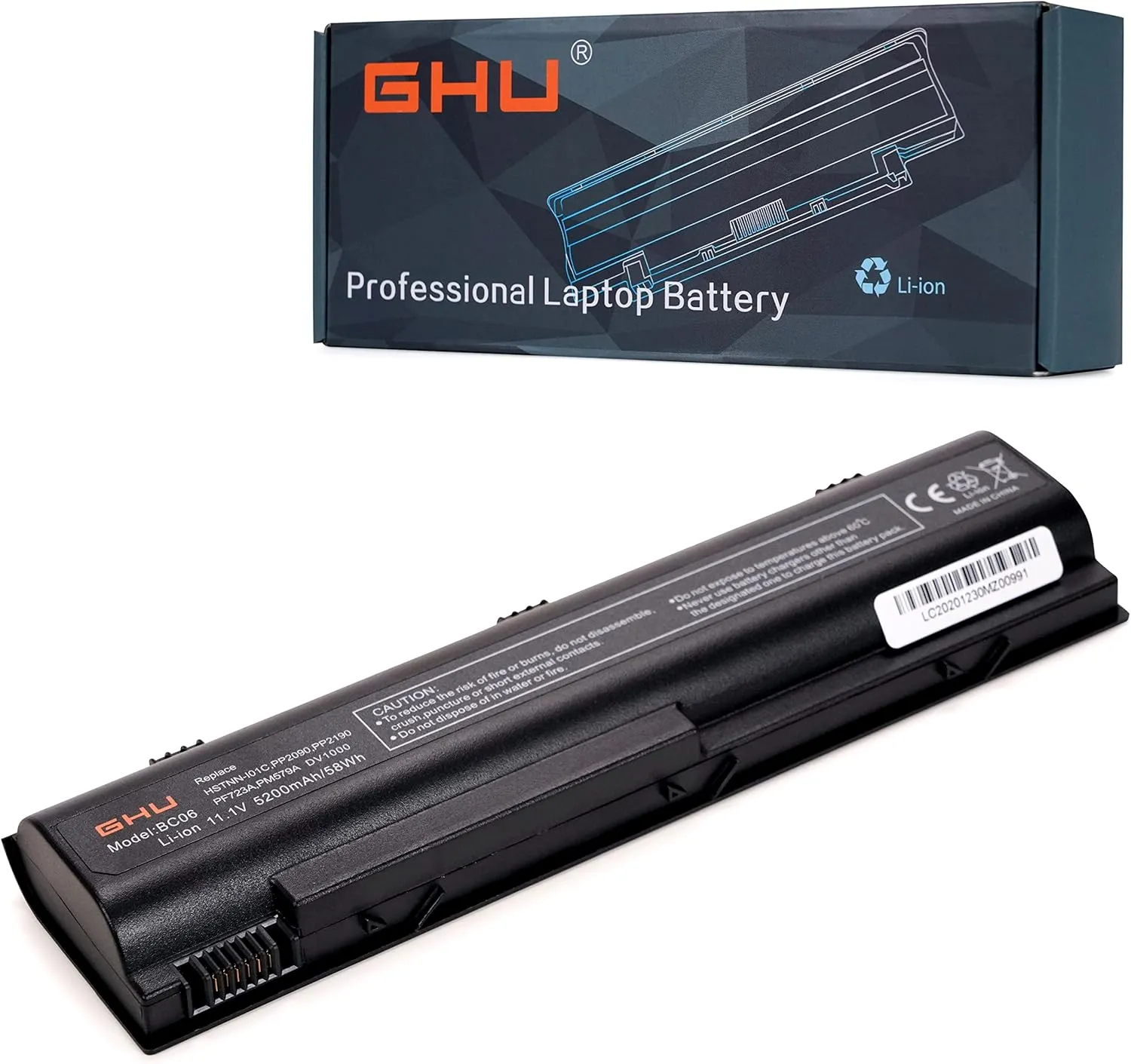 GHU 58W Battery 367759-001 367760-001 383492-001 383493-001 Compatible with HP Pavilion DV1000 DV1200 DV1400 DV4000 DV5000 Compaq Presario C300 C500 V2000 V4000 V5000 PF723A PM579A