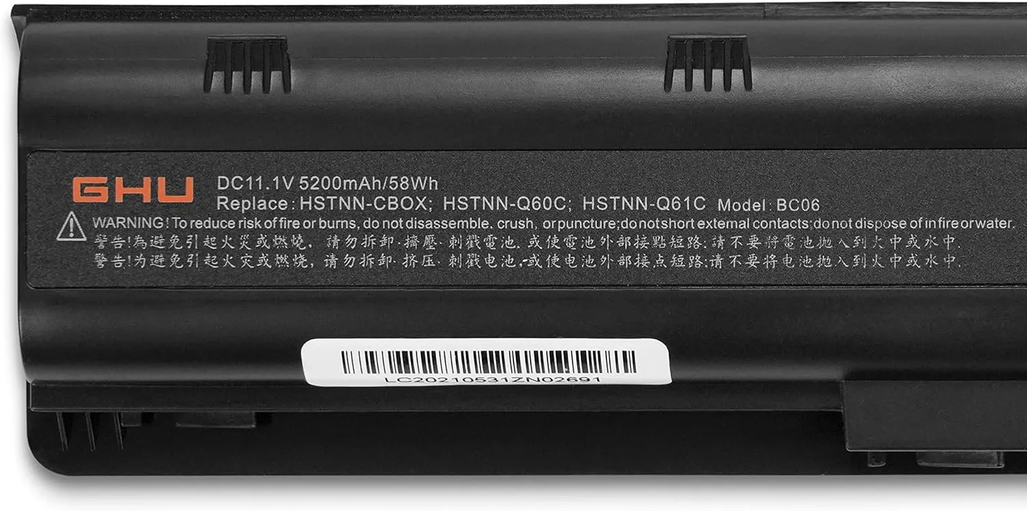 GHU New Battery 58 WH Replacement for MU06 MU09 593553-001 593554-001 586028-341 588178-141 WD548AA WD549AA Compatible with HP Compaq CQ32 CQ42 CQ43 CQ56 CQ56Z CQ57 CQ62 CQ62Z CQ72 CQ630 Notebook PC