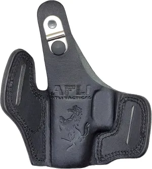 Glock 43x Holster with Red Dot - Leather OWB Holster for Glock 43x - Glock43x Holsters Optic Cut - for G43X, Mos, Rgr SR22 Pistols - Calfskin Thumb Break G43 Red dot