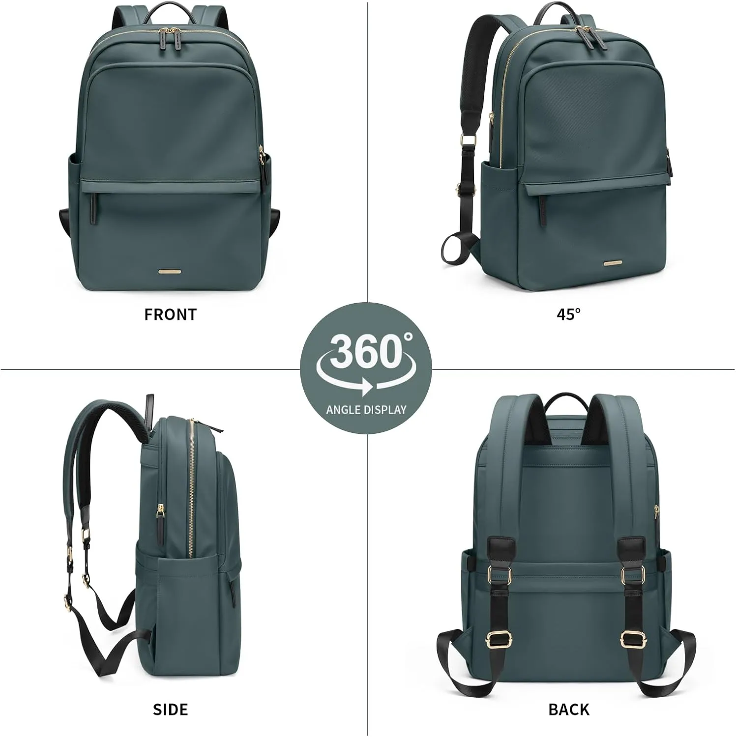 GOLF SUPAGS Women Laptop Backpack Casual Daypack for Work Travel College Backpack Purse Fits 15.6 Inch Notebook (Atrovirens)