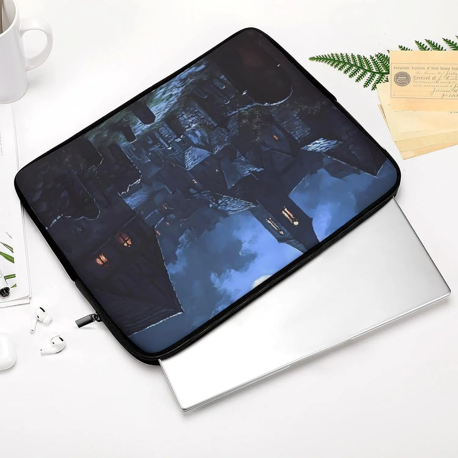 Gothic Architecture Church Cemetery Fashion Laptop Sleeve Bag Computer Carrying Case for Business Office Travel