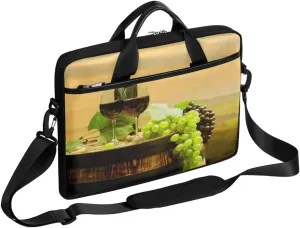 Grape Wine Bottle Laptop Shoulder Messenger Bag Waterproof Laptop Briefcase Handle Padded Strap