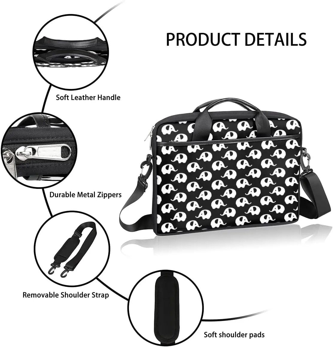 Grape Wine Bottle Laptop Shoulder Messenger Bag Waterproof Laptop Briefcase Handle Padded Strap