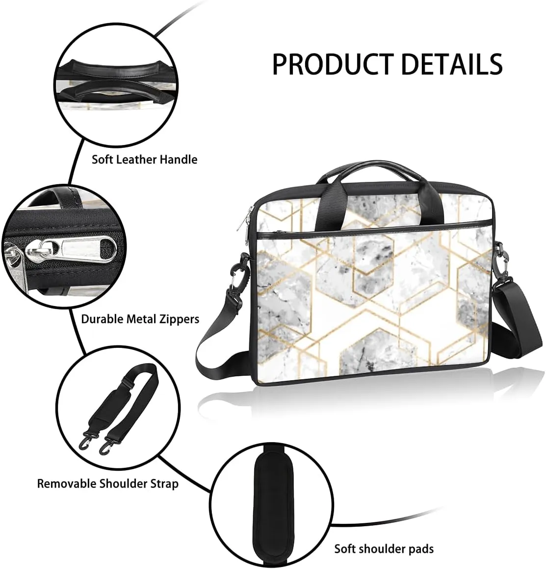 Green Leaf Laptop Bag for Men Women 13-15 Inch Case Bags Sleeve Shoulder with Anti Slip Removable The Pad Straps