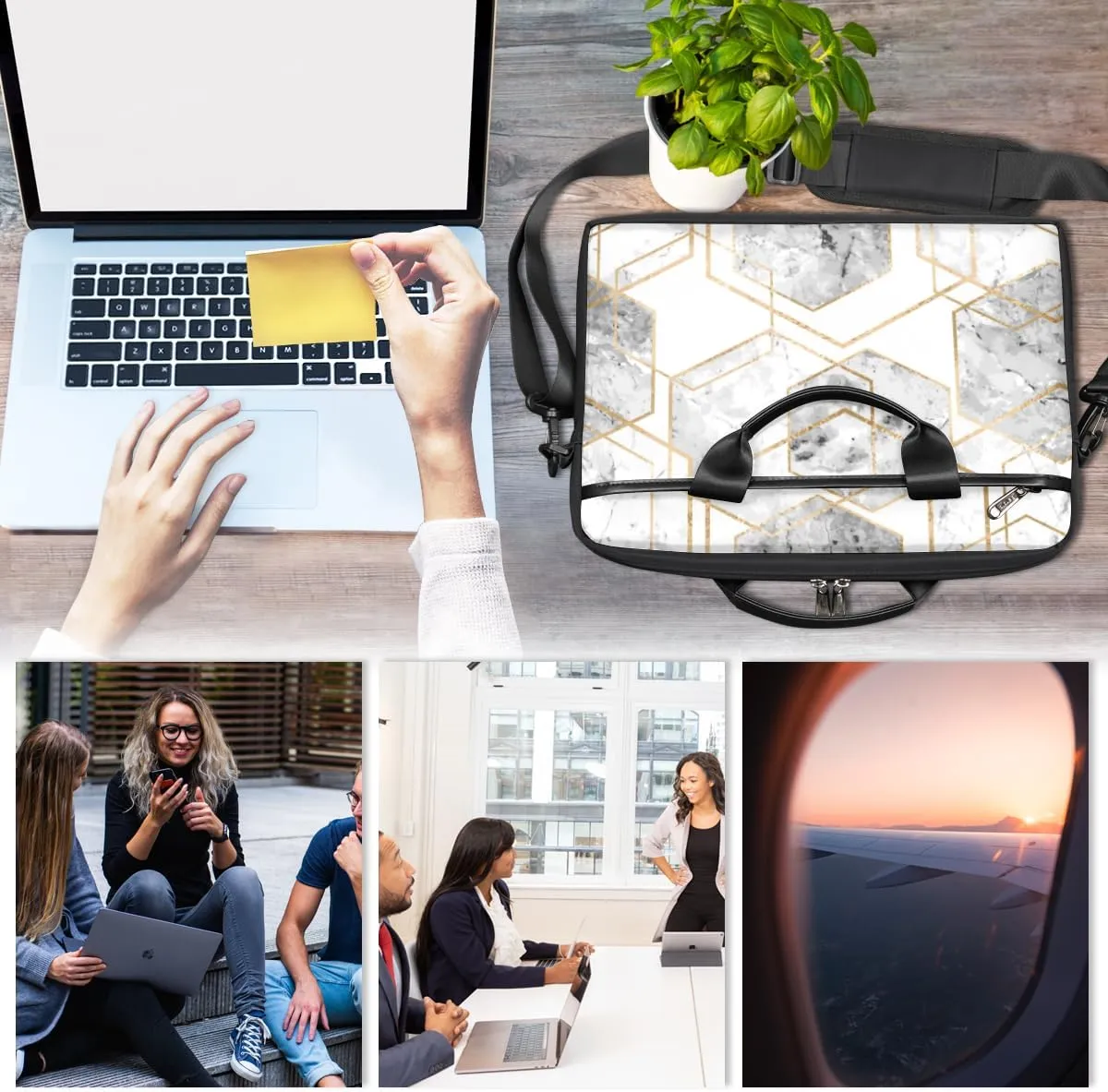 Green Leaf Laptop Bag for Men Women 13-15 Inch Case Bags Sleeve Shoulder with Anti Slip Removable The Pad Straps