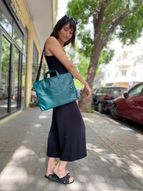 Green Vegan Leather Laptop Case