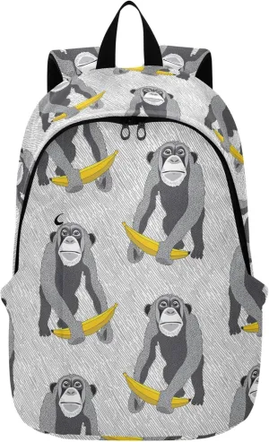 Grey Monkey Banana Laptop Backpack Travel Hiking Camping Work Computer Back Packs Book Bags for Women Men