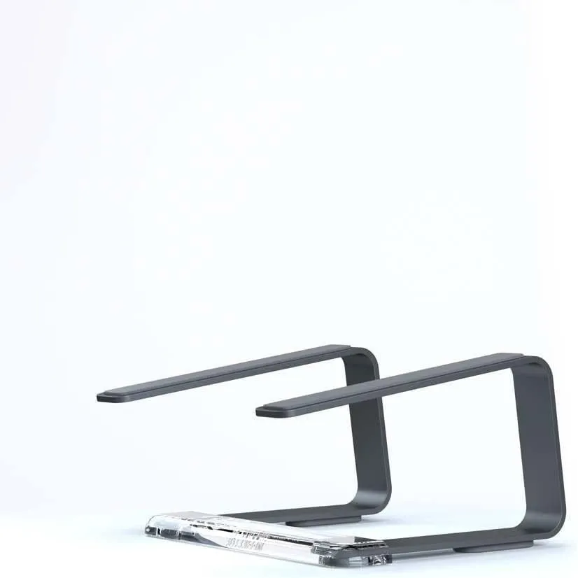 Griffin Elevator Laptop Stand - Ergonomic Computer Riser & Laptop Mount Made of Sturdy Brushed Aluminum - Supports Posture & Elevates Workspace with a Minimal Design, Space Grey Clear (2.5 Oz)