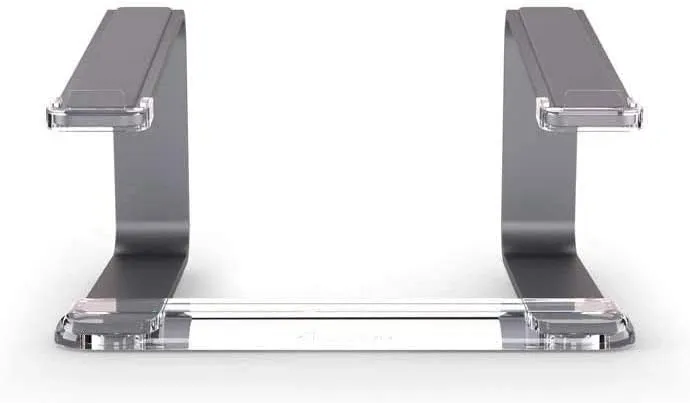 Griffin Elevator Laptop Stand - Ergonomic Computer Riser & Laptop Mount Made of Sturdy Brushed Aluminum - Supports Posture & Elevates Workspace with a Minimal Design, Space Grey Clear (2.5 Oz)