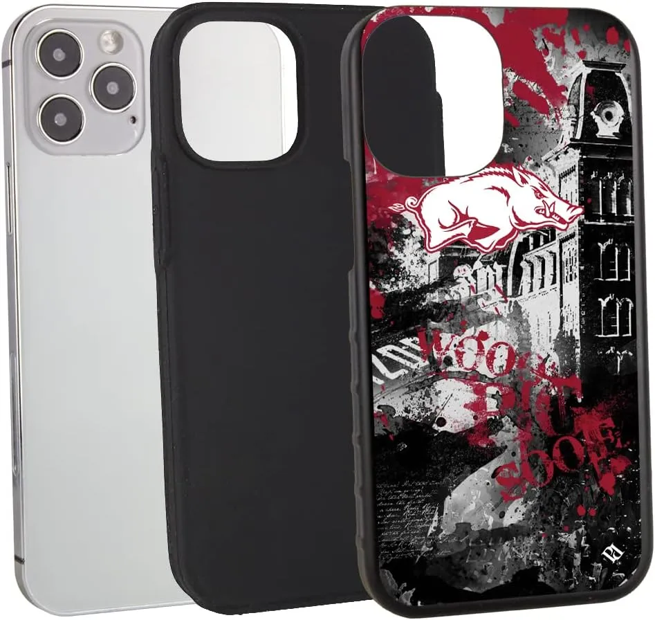Guard Dog Arkansas Razorbacks - Paulson Designs Spirit DP Hybrid Case for iPhone 12/12 Pro - Black w/Black