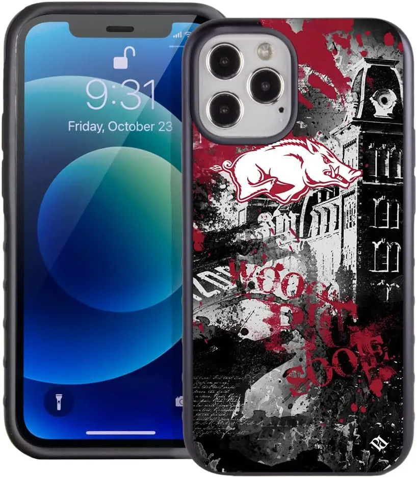 Guard Dog Arkansas Razorbacks - Paulson Designs Spirit DP Hybrid Case for iPhone 12/12 Pro - Black w/Black