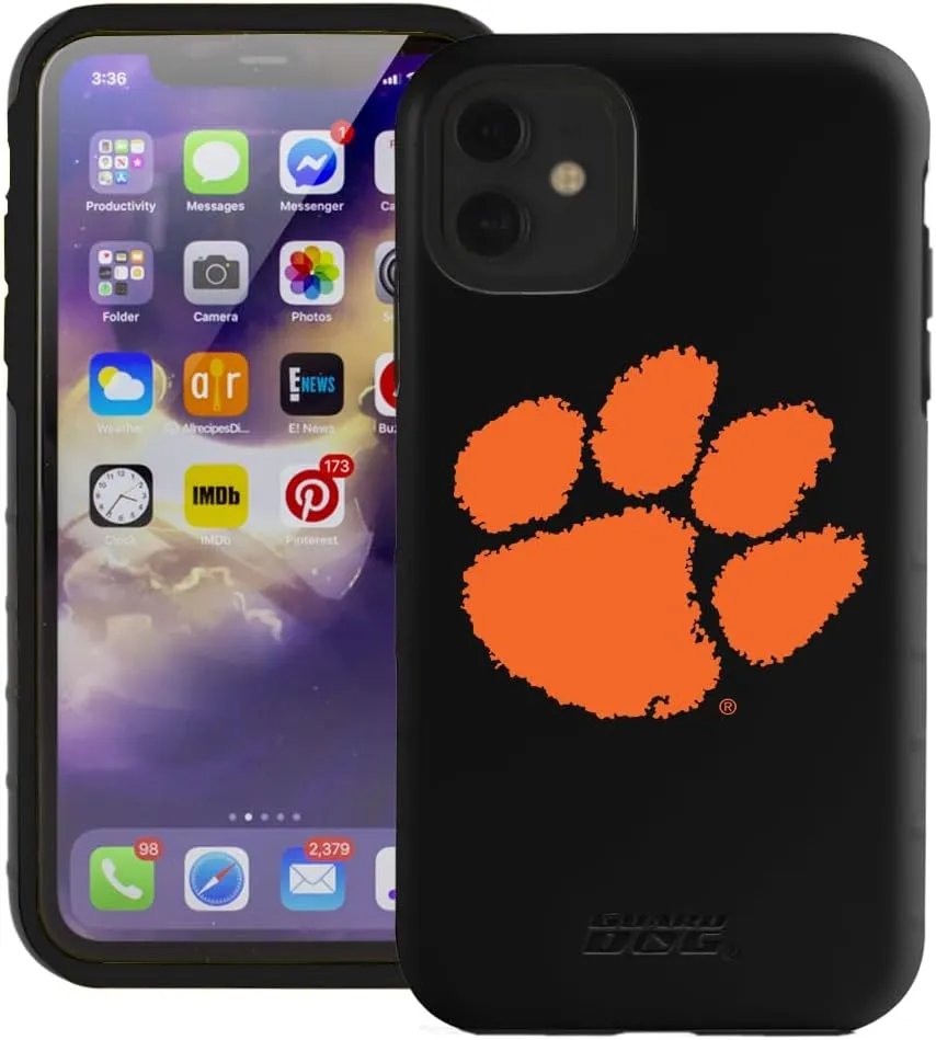 Guard Dog Case Compatible with iPhone 11 - Military Grade - Rugged Two Piece Protection - Collegiate Licensed - Clemson Tigers - Logo