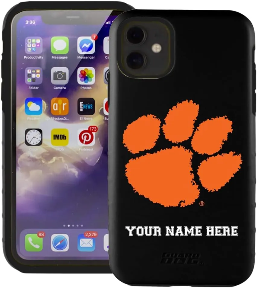 Guard Dog Case Compatible with iPhone 11 - Military Grade - Rugged Two Piece Protection - Collegiate Licensed - Clemson Tigers - Personalized