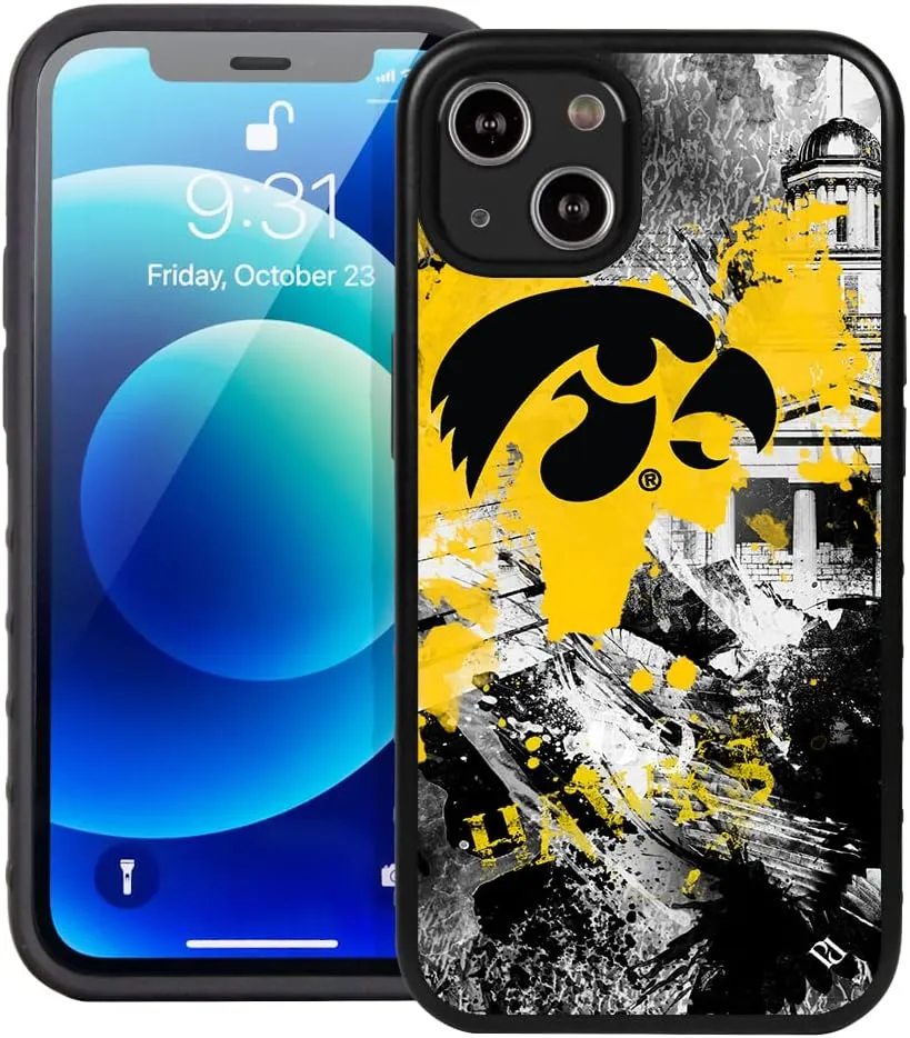 Guard Dog Case Compatible with iPhone 14 - Military Grade - Rugged Two Piece Protection - Collegiate Licensed - Iowa Hawkeyes - by Paulson Designs