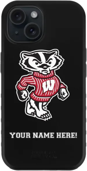 Guard Dog Case Compatible with iPhone 14 - Military Grade - Rugged Two Piece Protection - Collegiate Licensed - Wisconsin Badgers - Personalized