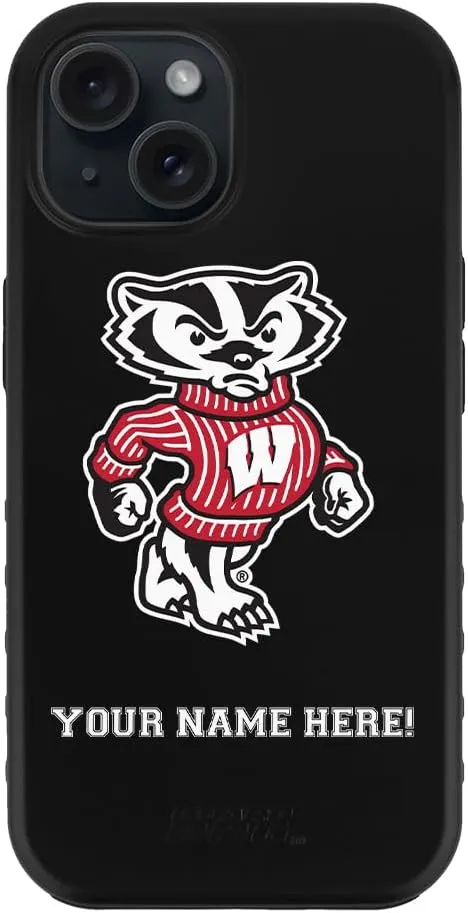 Guard Dog Case Compatible with iPhone 14 - Military Grade - Rugged Two Piece Protection - Collegiate Licensed - Wisconsin Badgers - Personalized